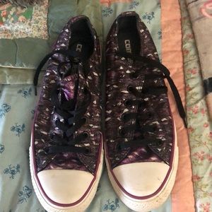 Purple and black all star converse sneakers